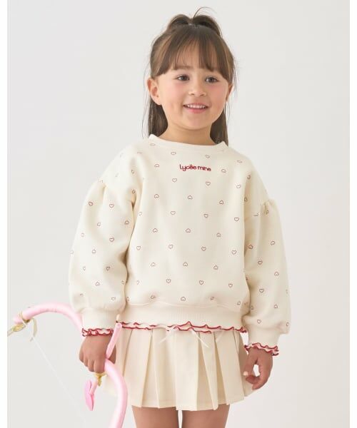 Lycee mine / リセマイン スウェット | 【Lycee mine バレエシリーズ】【裏起毛】フリルリブアソート総柄スウェット（アイボリー）
