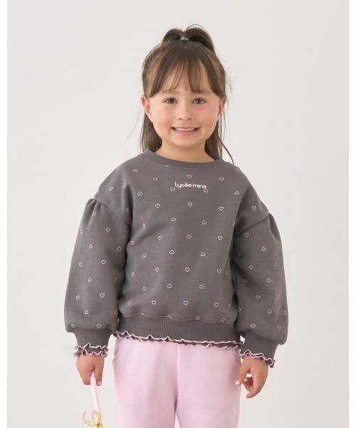 Lycee mine / リセマイン スウェット | 【Lycee mine バレエシリーズ】【裏起毛】フリルリブアソート総柄スウェット（チャコール）