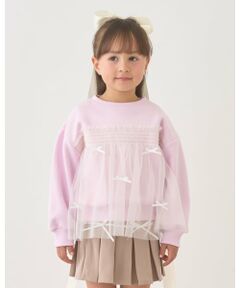 Lycee mine / リセマイン スウェット | 【Lycee mine バレエシリーズ】【裏起毛】リボン付きチュールドッキングスウェット
