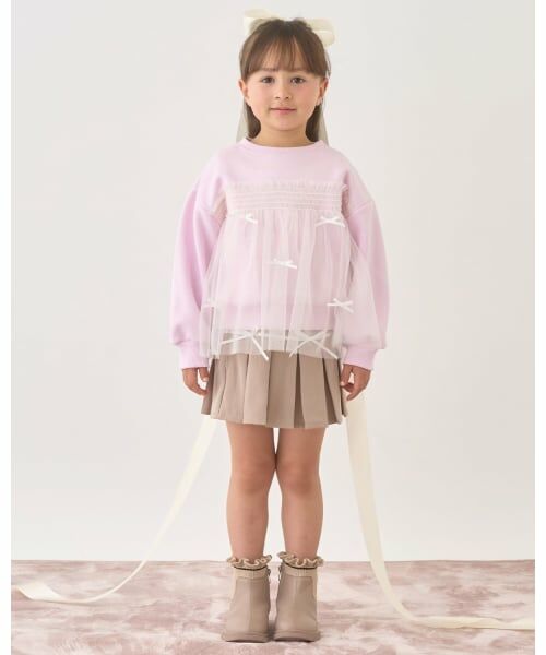 Lycee mine / リセマイン スウェット | 【Lycee mine バレエシリーズ】【裏起毛】リボン付きチュールドッキングスウェット | 詳細14