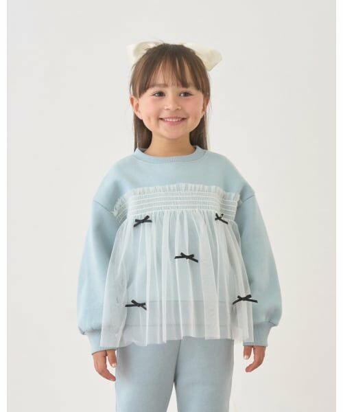 Lycee mine / リセマイン スウェット | 【Lycee mine バレエシリーズ】【裏起毛】リボン付きチュールドッキングスウェット(ミント)