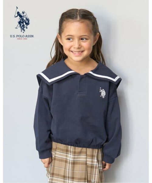 Lycee mine / リセマイン スウェット | 【U.S.POLO ASSN.】ワンポイント刺しゅう衿付きスウェット（紺）