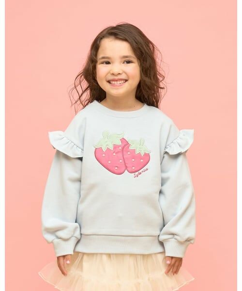 Lycee mine / リセマイン スウェット | 【速乾裏毛】いちごアップリケスウェット（ブルー グレー）