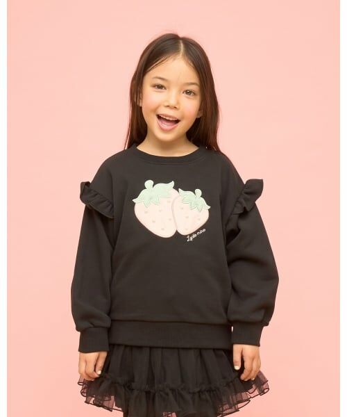 Lycee mine / リセマイン スウェット | 【速乾裏毛】いちごアップリケスウェット（黒）