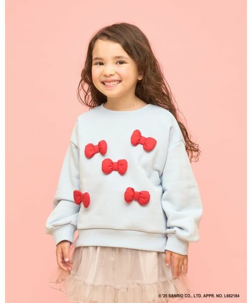 Lycee mine / リセマイン スウェット | 【サンリオキャラクターズ】【どちらが前でもOK】【速乾裏毛】ハローキティ立体リボン付きスウェット（ブルー グレー）