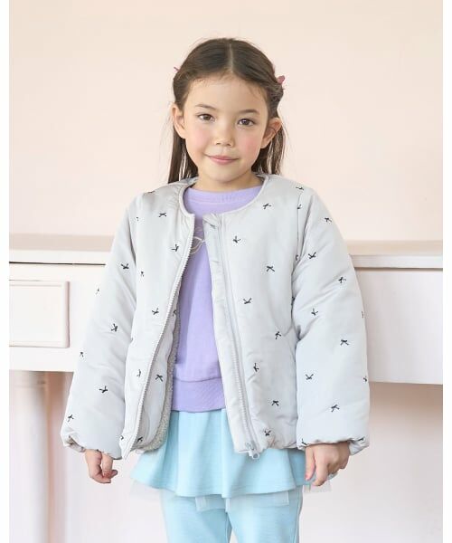 Lycee mine / リセマイン ブルゾン | アソート総刺しゅうノーカラーブルゾン（グレージュ）