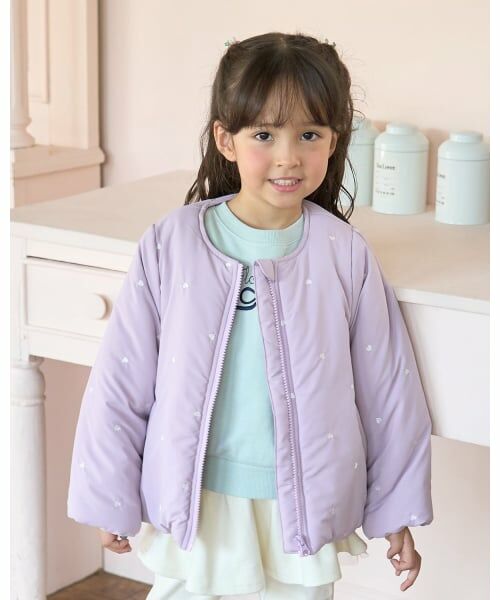 Lycee mine / リセマイン ブルゾン | アソート総刺しゅうノーカラーブルゾン（ラベンダー）