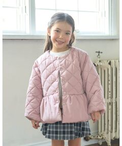 パール付きキルティングペプラムブルゾン