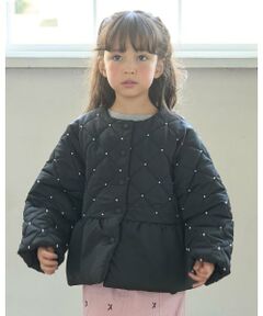Lycee mine / リセマイン ブルゾン | パール付きキルティングペプラムブルゾン
