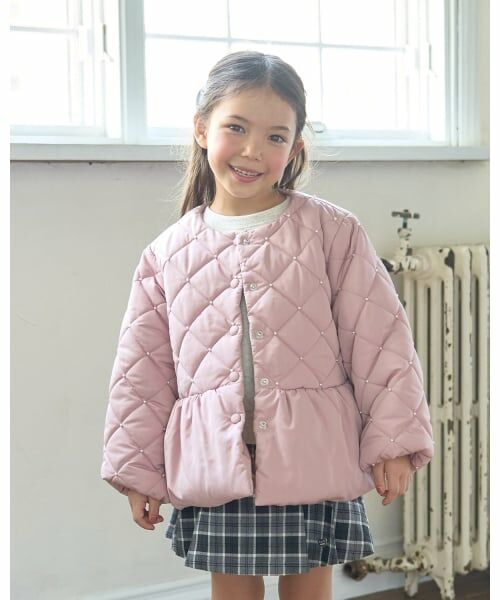 Lycee mine / リセマイン ブルゾン | パール付きキルティングペプラムブルゾン（ピンク）