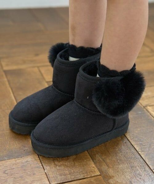 Lycee mine / リセマイン ブーツ（ショート丈） | ハート付きムートンブーツ（黒）