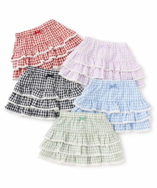 Lycee mine / リセマイン ミニ・ひざ丈スカート | 【UV加工】ギンガムチェックティアードスカート(インパン付き) 【Lycee mine バレエシリーズ】 | 詳細12