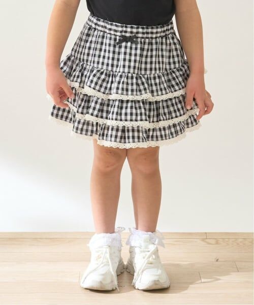 Lycee mine / リセマイン ミニ・ひざ丈スカート | 【UV加工】ギンガムチェックティアードスカート(インパン付き) 【Lycee mine バレエシリーズ】（黒）