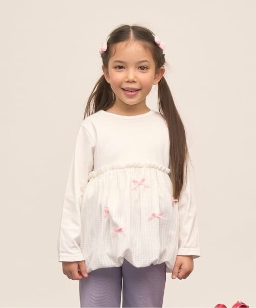 Lycee mine / リセマイン Tシャツ | 【綿100％】 【速乾・UV・型崩れしない】【どちらが前でもOK】【ムテキT】バルーンペプラムトップス（オフ ホワイト）