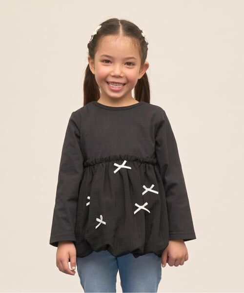 Lycee mine / リセマイン Tシャツ | 【綿100％】 【速乾・UV・型崩れしない】【どちらが前でもOK】【ムテキT】バルーンペプラムトップス（黒）