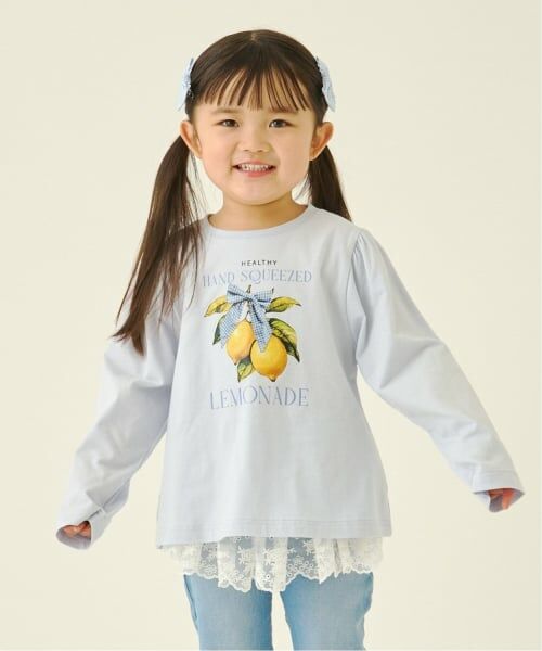 Lycee mine / リセマイン Tシャツ | 【速乾・UV・型崩れしない】アソートフルーツプリントパフAラインTシャツ【Lycee mineバレエシリーズ】（サックス）