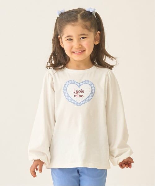 Lycee mine / リセマイン Tシャツ | 【速乾・UV・型崩れしない】ハートプリントふわっとパフスリーブTシャツ【Lycee mine バレエシリーズ】(オフホワイト)