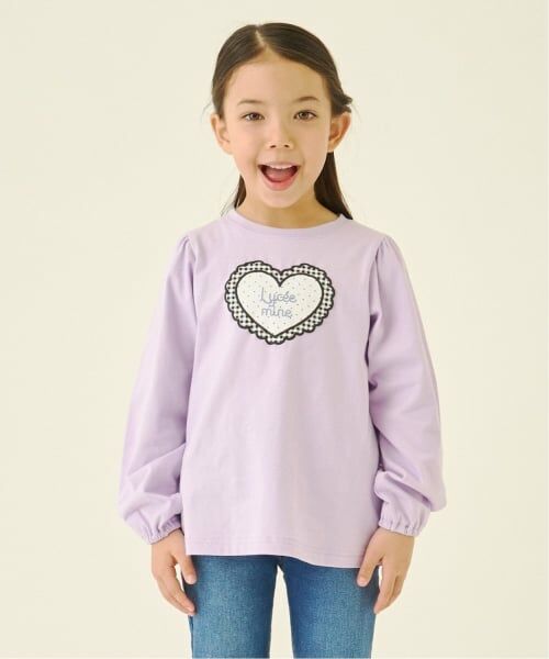 Lycee mine / リセマイン Tシャツ | 【速乾・UV・型崩れしない】ハートプリントふわっとパフスリーブTシャツ【Lycee mine バレエシリーズ】(ラベンダー)
