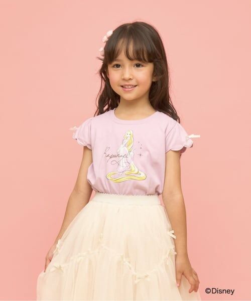Lycee mine / リセマイン Tシャツ | 【綿100％】 【Disney】【速乾・UV・型崩れしない】スカラップスリーブアソート転写プリントTシャツ（ラベンダー）