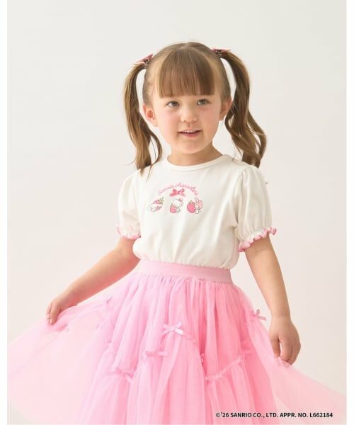 Lycee mine / リセマイン Tシャツ | 【サンリオキャラクターズ】【速乾・UV・型崩れしない】いちごのおうちプリントTシャツ（オフホワイト）