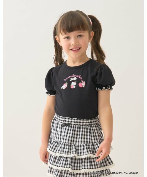 Lycee mine / リセマイン Tシャツ | 【サンリオキャラクターズ】【速乾・UV・型崩れしない】いちごのおうちプリントTシャツ（黒）