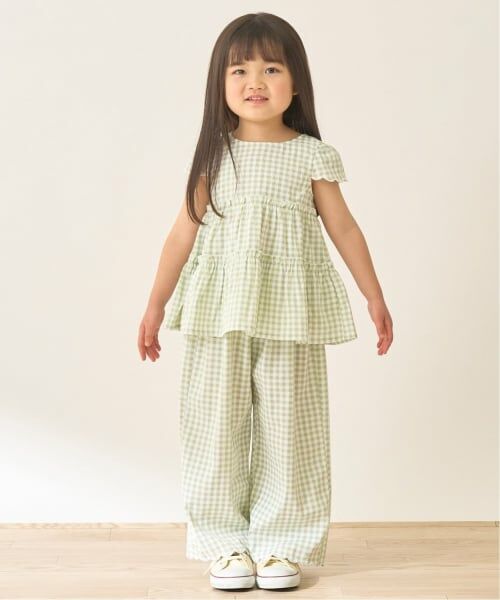 Lycee mine / リセマイン シャツ・ブラウス | 【セットアップ】アソート総柄ティアードブラウス・スカラップパンツセット（エメラルド グリーン）