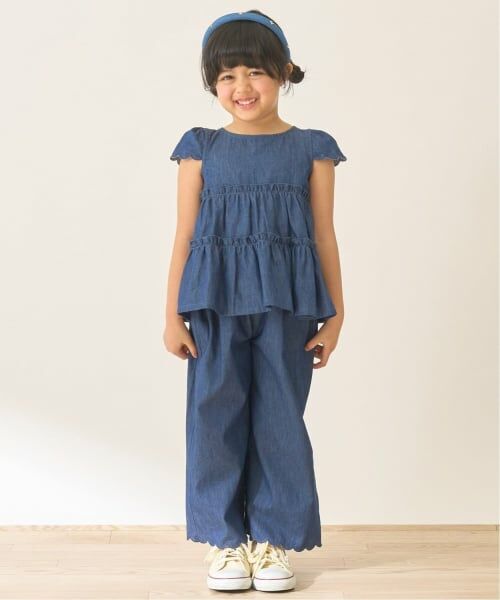 Lycee mine / リセマイン シャツ・ブラウス | 【セットアップ】アソート総柄ティアードブラウス・スカラップパンツセット（ブルー）