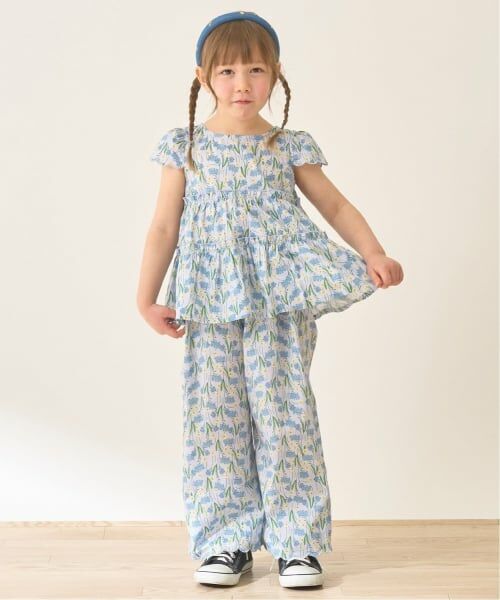 Lycee mine / リセマイン シャツ・ブラウス | 【セットアップ】アソート総柄ティアードブラウス・スカラップパンツセット（ブルー グレー）