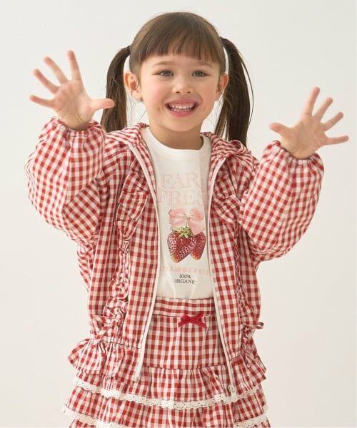 Lycee mine / リセマイン ブルゾン | 【UV加工】ギンガムチェックフリルブルゾン【Lycee mineバレエシリーズ】（赤）