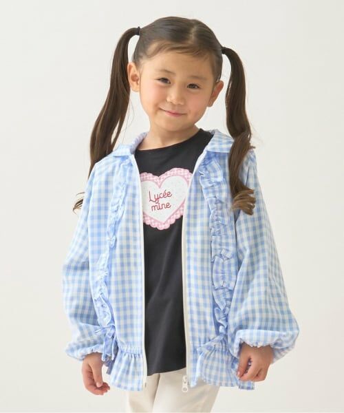 Lycee mine / リセマイン ブルゾン | 【UV加工】ギンガムチェックフリルブルゾン【Lycee mineバレエシリーズ】（サックス）