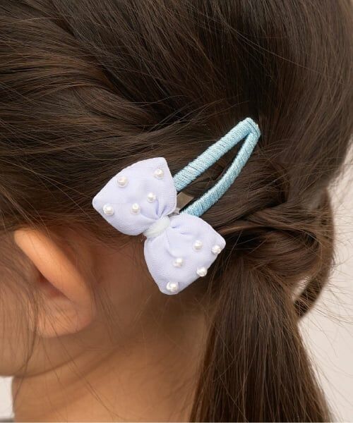 Lycee mine / リセマイン ヘアピン | ぷっくりリボンヘアクリップ'(2コセット)（サックス）