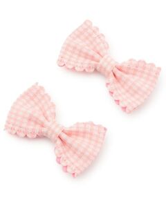 Lycee mine / リセマイン ヘアピン | スカラップギンガムチェックリボンヘアクリップ(2コセット)