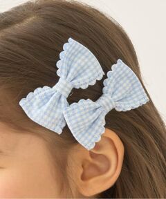 Lycee mine / リセマイン ヘアピン | スカラップギンガムチェックリボンヘアクリップ(2コセット)
