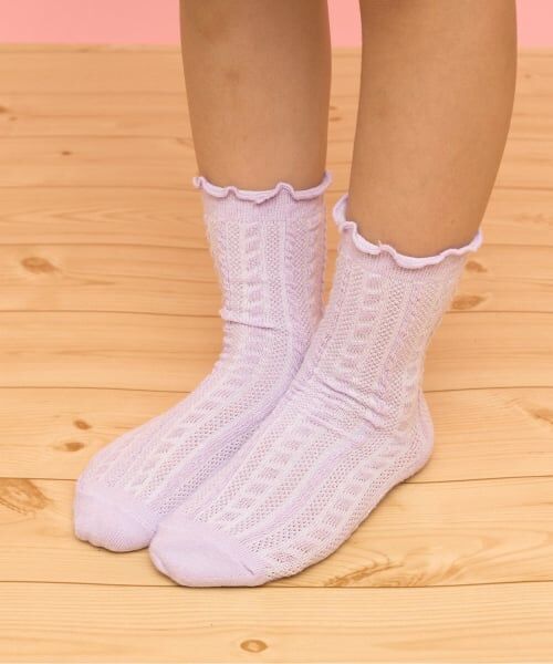 Lycee mine / リセマイン ソックス | 柄編みクルーソックス（ラベンダー）