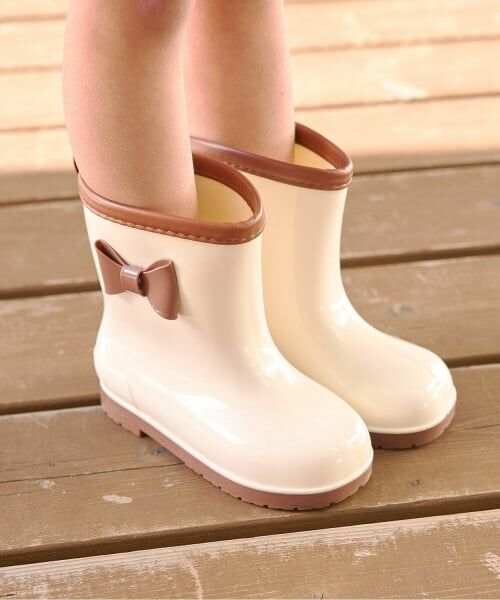 Lycee mine / リセマイン レインシューズ | リボン付バイカラーレインブーツ（茶）