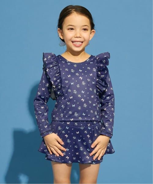 Lycee mine / リセマイン 水着・スイムグッズ | 【予約/2026年3月下旬～4月上旬入荷予定】【SWIM】【UV カット】花柄フリルラッシュガード・スカパンセット（紺）