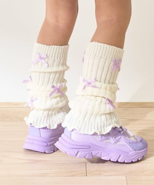 Lycee mine / リセマイン レッグウォーマー | ちびリボン付きルーズソックス（ラベンダー）