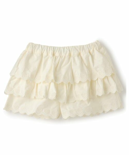 Lycee mine / リセマイン ショート・ハーフ・半端丈パンツ | ハート刺しゅうスカラップティアードスカパン | 詳細1