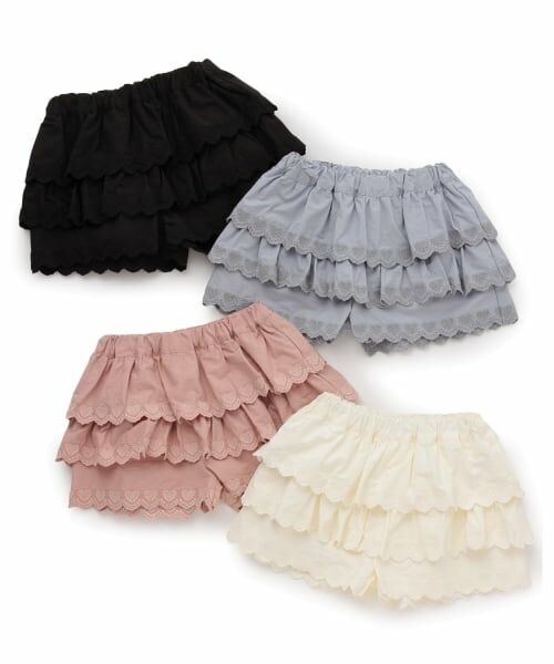 Lycee mine / リセマイン ショート・ハーフ・半端丈パンツ | ハート刺しゅうスカラップティアードスカパン | 詳細10