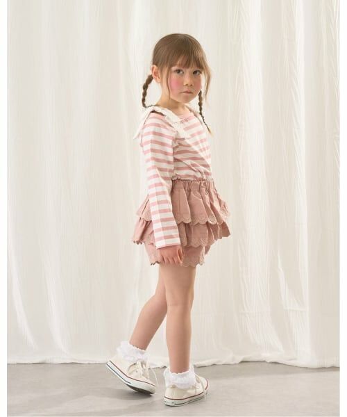 Lycee mine / リセマイン ショート・ハーフ・半端丈パンツ | ハート刺しゅうスカラップティアードスカパン | 詳細15