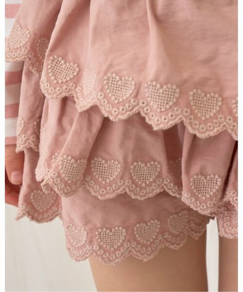 Lycee mine / リセマイン ショート・ハーフ・半端丈パンツ | ハート刺しゅうスカラップティアードスカパン | 詳細16