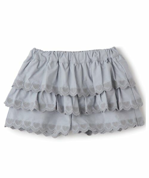 Lycee mine / リセマイン ショート・ハーフ・半端丈パンツ | ハート刺しゅうスカラップティアードスカパン | 詳細2