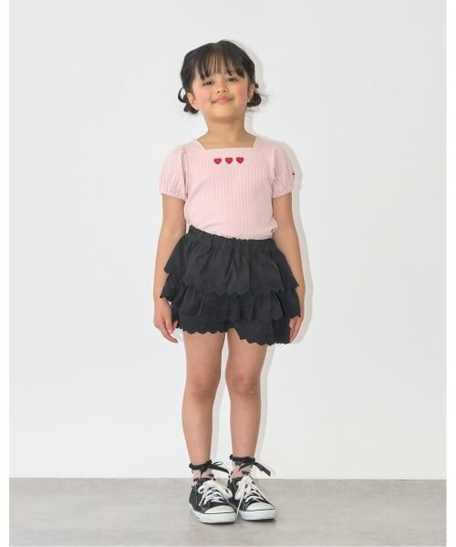 Lycee mine / リセマイン ショート・ハーフ・半端丈パンツ | ハート刺しゅうスカラップティアードスカパン | 詳細21