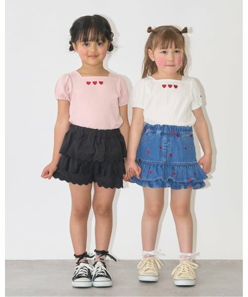 Lycee mine / リセマイン ショート・ハーフ・半端丈パンツ | ハート刺しゅうスカラップティアードスカパン | 詳細24