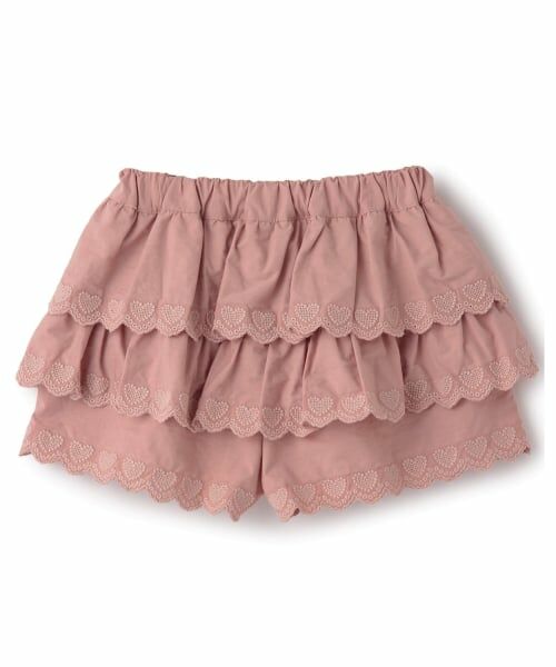 Lycee mine / リセマイン ショート・ハーフ・半端丈パンツ | ハート刺しゅうスカラップティアードスカパン | 詳細5