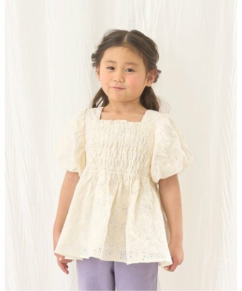 Lycee mine / リセマイン シャツ・ブラウス | コットンレースパフスリーブシャーリングブラウス（アイボリー）