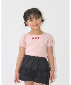 Lycee mine / リセマイン Tシャツ | スクエアネックパフスリーブアソート刺しゅうトップス