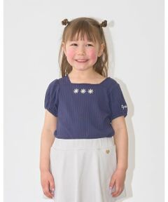 Lycee mine / リセマイン Tシャツ | スクエアネックパフスリーブアソート刺しゅうトップス