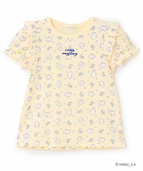 Lycee mine / リセマイン Tシャツ | 【綿100％】 【ラブリーモンモン】【速乾・UV・型崩れしない】パフスリーブ総柄プリントTシャツ | 詳細1