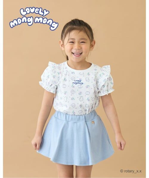 Lycee mine / リセマイン Tシャツ | 【綿100％】 【ラブリーモンモン】【速乾・UV・型崩れしない】パフスリーブ総柄プリントTシャツ（オフホワイト）